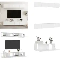 vidaXL Armoires TV 4 pcs. Blanc 100x30x30 cm Bois composite - Armoire TV - Armoires TV - Armoire HiFi