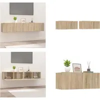 vidaXL Armoires TV 2 pcs. chêne Sonoma 80x30x30 cm Bois composite - Armoire TV - Meubles TV - Supports TV