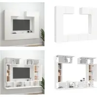 vidaXL 6 pcs. Ensemble d'armoires TV blanc en bois composite - Ensemble d'armoires TV - Ensemble d'armoires TV - Meuble-paroi