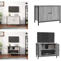 vidaXL Armoire TV avec portes Gris Sonoma 60x35x45 cm Bois composite - Armoire TV - Meubles TV - Supports TV