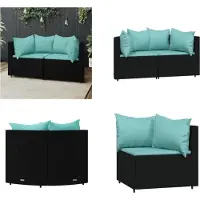 vidaXL Canapés d'angle de jardin avec coussins 2 pcs. Poly Rattan noir - Canapé d'angle - Canapés d'angle - Canapé - Canapé d'extérieur