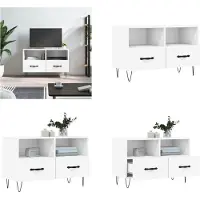 vidaXL Armoire TV Blanc 80x36x50 cm Bois composite - Armoire TV - Meubles TV - Support TV