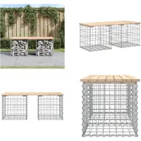 vidaXL Banc de jardin en gabions 103x44x42 cm Pin massif - Banc de jardin - Bancs de jardin - Banc extérieur - Banc d'extérieur