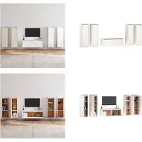vidaXL Armoires TV 5 pcs. Blanc Pin massif - Armoire TV - Armoires TV - Armoire TV en bois - Meuble TV