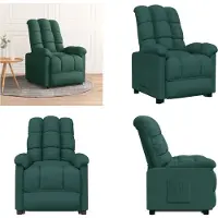 vidaXL Fauteuil Relax Vert foncé Tissu - Fauteuil Relax - Chaise Relax - Fauteuil TV