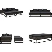 vidaXL Ensemble de canapés de jardin 5 pièces avec coussins Poly Rotin Gris - Canapé de jardin - Canapés de jardin - Lounge - Lounges