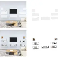 vidaXL 7 pcs. Ensemble d'armoires TV blanc en bois composite - Ensemble d'armoires TV - Ensemble d'armoires TV - Meuble-paroi