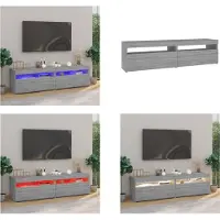 vidaXL Armoire TV avec lampes LED 2 pièces Gris Sonoma 75x35x40 cm - Armoire TV - Meubles TV - Supports TV