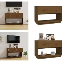 vidaXL Armoire TV Marron Miel 90x40x60 cm Pin massif - Armoire TV - Meubles TV - Supports TV