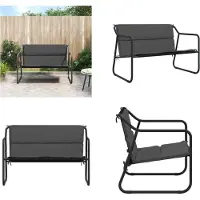 vidaXL Banc de jardin 2 places avec coussins Anthracite Acier - Banc de jardin - Bancs de jardin - Banc d'extérieur - Banc de parc