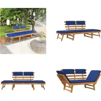 vidaXL Banc de jardin avec coussins 2 en 1 190 cm bois massif acacia - Banc de jardin - Banc de jardin en bois - Banc de jardin en bois