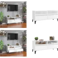 vidaXL Armoire TV Blanc brillant 100x34,5x44,5 cm Bois composite - Armoire TV - Meubles TV - Meubles TV