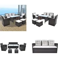 vidaXL Ensemble de jardin 6 pièces avec coussins Poly Rotin Brun - Set de meubles de jardin - Table de jardin - Tables de jardin