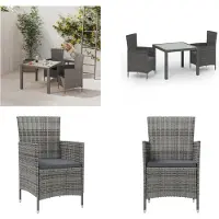 vidaXL Ensemble de jardin 3 pièces avec coussins Poly rotin gris