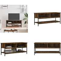 vidaXL Armoire TV chêne fumé 100x35x45 cm Bois composite - Armoire TV - Meubles TV - Supports TV
