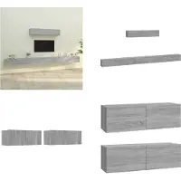 vidaXL 6 pcs. Armoire TV Set Gris Sonoma Bois composite - Ensemble d'armoires TV - Ensembles d'armoires TV - Meuble-paroi