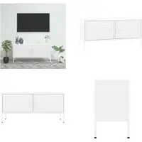 vidaXL Armoire TV Blanc 105x35x50 cm Acier - Armoire TV - Armoire Hi-Fi - Armoires Hi-Fi