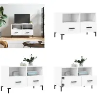 vidaXL Armoire TV Blanc 80x36x50 cm Bois composite - Armoire TV - Meubles TV - Support TV