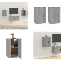 vidaXL Armoires murales TV 2 pcs. Grau Sonoma 40x34,5x60 cm - Meuble TV mural - Meubles TV muraux - Console TV