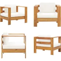 vidaXL Chaise de jardin avec coussins Crème Acacia Bois massif - Chaise de jardin - Chaise d'extérieur