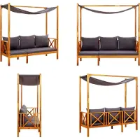 vidaXL Banc de jardin avec toit solaire en bois massif d'acacia - Banc de jardin - Banc de terrasse - Banc de terrasse