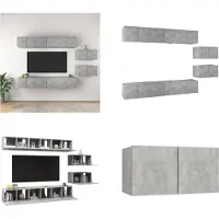 vidaXL Armoires TV 8 pcs. Béton gris Bois composite - Ensemble d'armoires TV - Ensemble d'armoires TV - Ensemble d'armoires TV suspendues