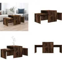vidaXL Ensemble table basse chêne fumé 100x48x40 cm bois composite - Table basse - Tables basses - Table d'appoint - Table de salon