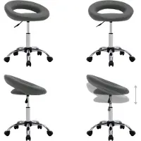 vidaXL Tabouret de travail à roulettes Gris Similicuir - Tabouret de travail - Tabouret à roulettes - Chaise de travail