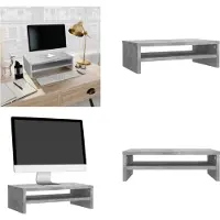 vidaXL Support de moniteur gris béton 42x24x13 cm bois composite - Support de moniteur - Support de moniteur - Support TV - Table TV