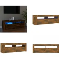 vidaXL Armoire TV avec lampes LED chêne fumé 120x35x40 cm - Armoire TV - Meubles TV - Supports TV