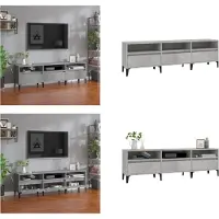 vidaXL Armoire TV gris béton 150x30x44,5 cm Bois composite - Meuble TV - Armoires TV - Support TV - Meubles TV