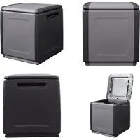 vidaXL Boîte de rangement pour jardin, 54x53x57 cm, 130 L, gris foncé/noir - Boîte de rangement pour jardin - Boîtes de rangement pour jardin - Boîte de jardin - Boîtes de jardin