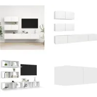 vidaXL 4 pcs. Set d'armoire TV Blanc Bois composite - Ensemble d'armoires TV - Ensemble d'armoires TV - Ensemble d'armoires TV suspendues