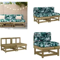 vidaXL Canapé central avec coussin 2 pcs. Pin Imprégné - Canapé central - Canapé central - Canapé de jardin - Canapé d'extérieur