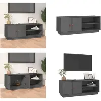 vidaXL Armoire TV Gris 105x34x40 cm Pin massif - Armoire TV - Meubles TV - Support TV
