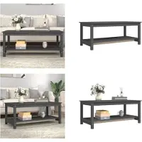 vidaXL Table basse Gris 110x55x45 cm Pin massif - Table basse - Tables basses - Table d'appoint - Table de salon