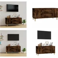 vidaXL Armoire TV chêne fumé 102x44,5x50 cm Bois composite - Armoire TV - Meubles TV - Supports TV