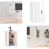 vidaXL Armoire TV murale blanc brillant 40x34,5x60 cm - Meuble TV mural - Meubles TV muraux - Armoire TV - Console TV