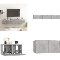vidaXL Meubles TV suspendus 3 pcs. Betongrau 60x30x30 cm - Armoire TV - Meubles TV - Meubles TV