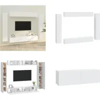 vidaXL 8 pcs. Ensemble d'armoires TV blanc en bois composite - Ensemble d'armoires TV - Ensemble d'armoires TV - Meuble-paroi