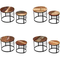 vidaXL Ensemble de 2 tables basses en vieux bois massif rond 40cm/50cm - Table basse - Tables basses - Tables basses en bois