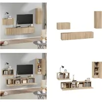 vidaXL 4 pcs. Armoire TV Sonoma chêne bois composite - Ensemble d'armoires TV - Ensemble d'armoires TV - Armoire TV - Support TV