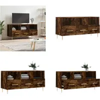 vidaXL Armoire TV chêne fumé 102x36x50 cm Bois composite - Armoire TV - Meubles TV - Supports TV