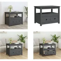 vidaXL Table basse Gris 71x49x55 cm Pin massif - Table basse - Tables basses - Table d'appoint - Table de salon