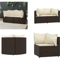 vidaXL Canapés d'angle de jardin avec coussins 2 pcs. Poly Rattan marron - Canapé d'angle - Canapés d'angle - Canapé - Canapé d'extérieur