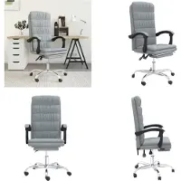 vidaXL Chaise de bureau avec fonction de couchage Gris clair Tissu - Chaise de bureau avec fonction de couchage - Chaise de bureau avec fonction de relaxation - Chaise de bureau