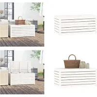 vidaXL Coffre de jardin Blanc 101x50,5x46,5 cm Pin massif - Coffre de jardin - Meubles de jardin - Coffre De Rangement Pour L'extérieur