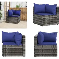 vidaXL Garden Corner Sofa with Cushions Grey Poly Rattan - Canapé d'angle - Canapés d'angle - Canapé - Canapé d'extérieur