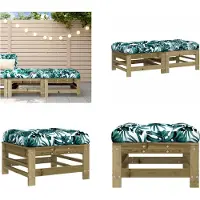 vidaXL Tabouret de jardin avec coussin 2 pcs. Bois de pin imprégné - Tabouret de jardin - Tabouret de terrasse - Tabouret d'extérieur - Tabouret de pied de jardin