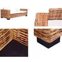 vidaXL Canapé de jardin 3 places Rotin naturel - Canapé de jardin - Canapé - Canapés